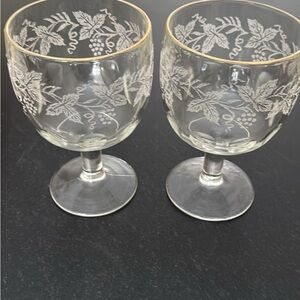 Gold Rimmed Etched Wine Glasses